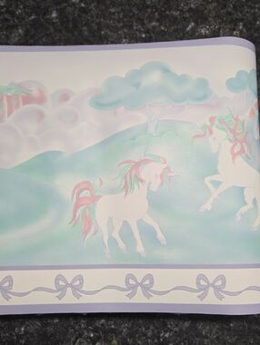 Sunworthy Pastel Unicorn Wallpaper Border From The 80's Or 90's